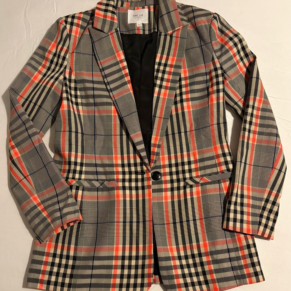 GREY LAB Multicolor Plaid Blazer